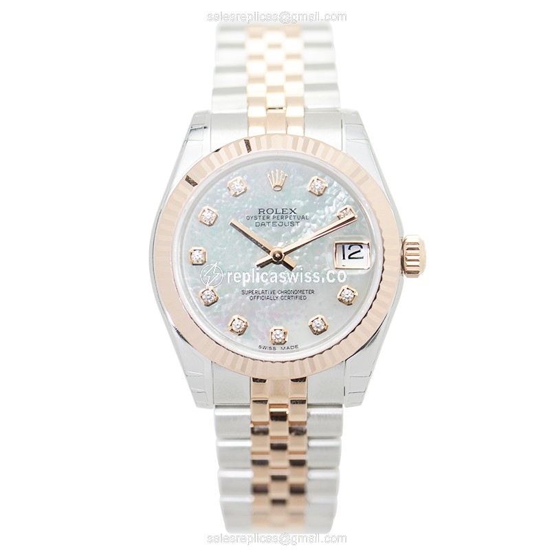 Rolex Datejust Replica - Automatic - 18kt Rose Gold & Steel Case - Silver Dial - View 2