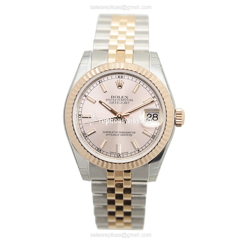 Rolex Datejust 178271PK - Auto - Rose Gold & Steel - Pink Dial - Silver Band - View 2