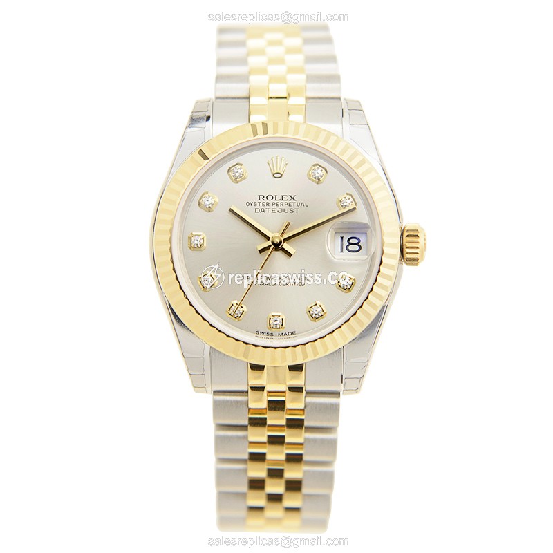 Rolex Datejust Replica - Automatic - 18kt Gold & Steel - Silver Dial - View 2
