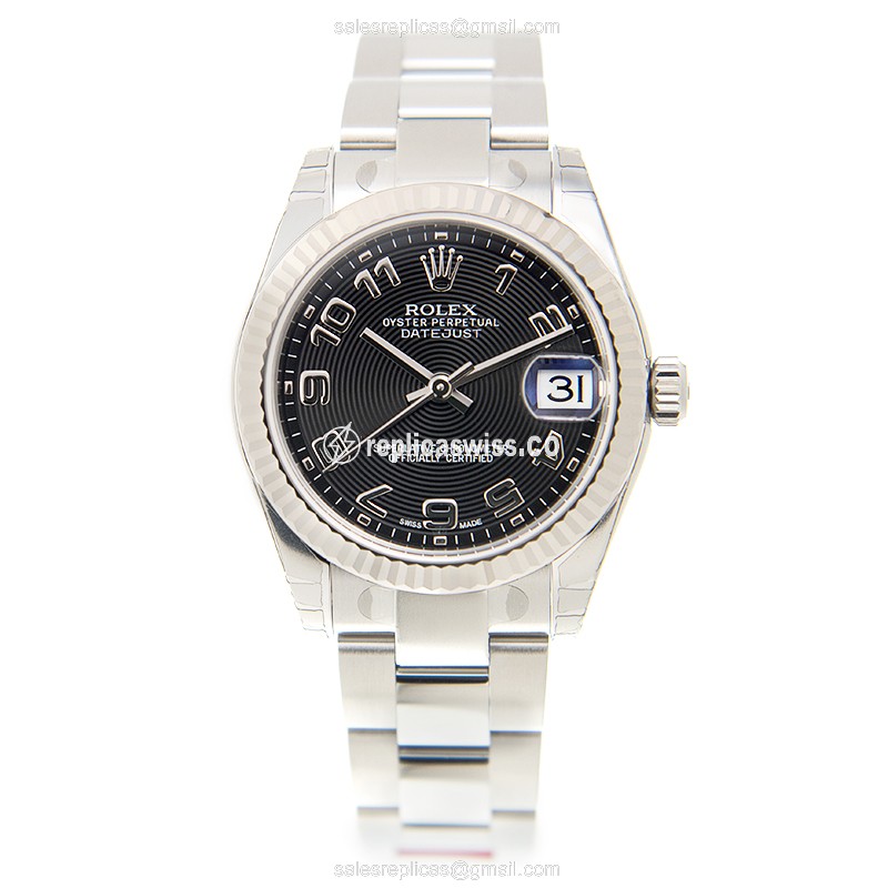 Rolex Datejust Replica - Automatic - White Gold & Steel - Black Dial - View 2