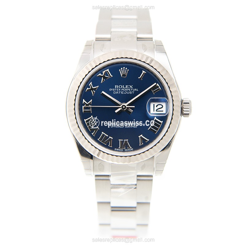 Rolex Datejust Replica - Automatic - White Gold & Steel - Blue Dial - View 2