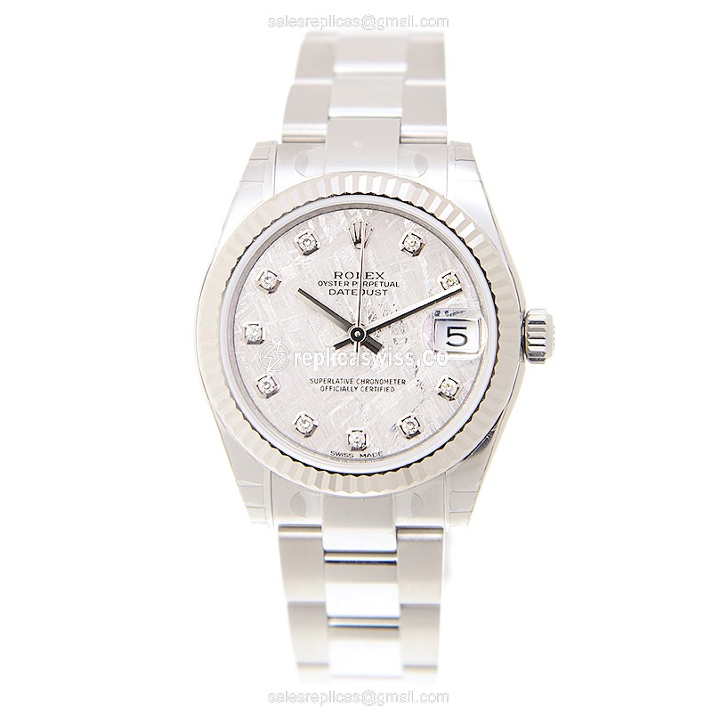 Rolex Datejust Replica - Automatic - White Gold & Steel - Gray Dial - Silver Clasp & Steel Strap - View 2
