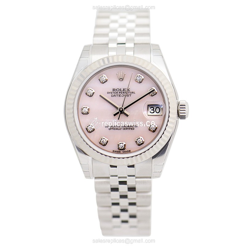 Rolex Lady Datejust Replica - Automatic | Pink Dial | Steel Clasp & Strap - View 2