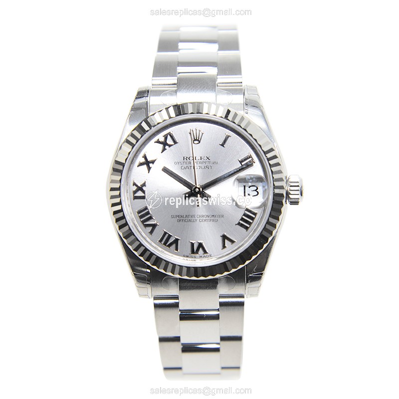 Rolex Datejust Replica - White Gold/Steel - Automatic, Gray Dial - Silver Clasp - View 2