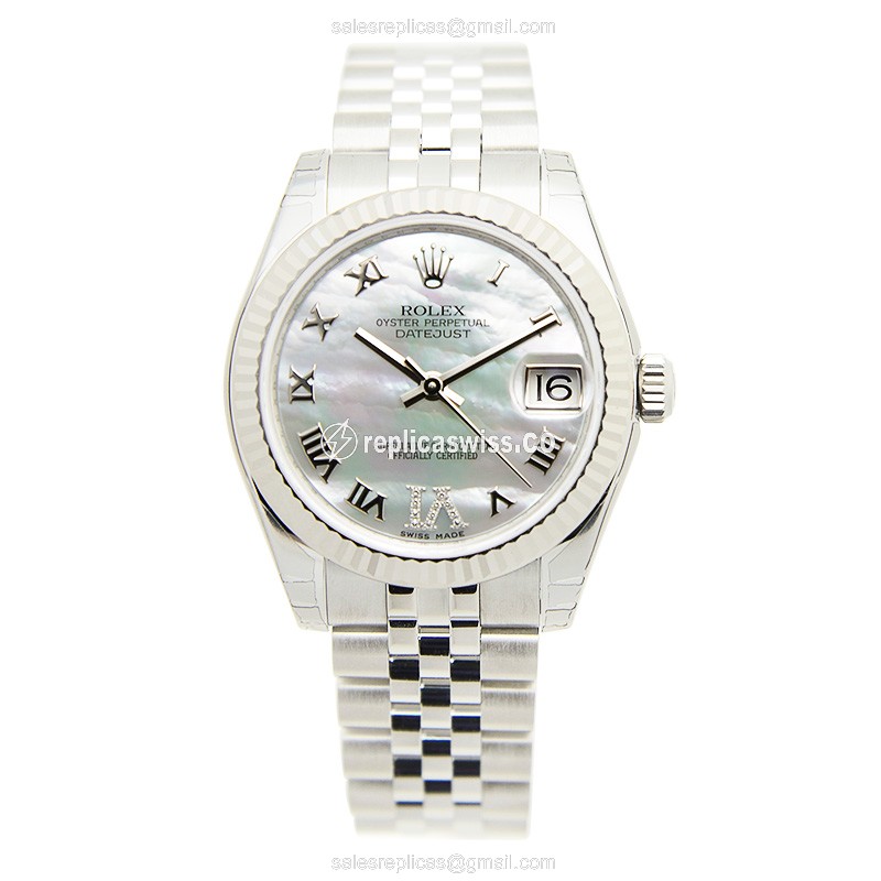 Rolex Datejust Lady Replica - White Gold & Steel - Automatic - Silver Dial - View 2