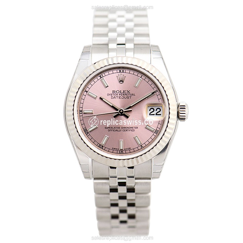 Rolex Datejust Replica - Automatic - White Gold & Steel - Pink Dial - View 2