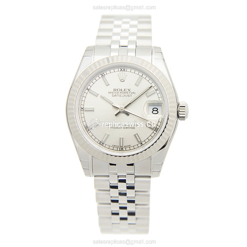 Rolex Datejust Replica - Automatic - White Gold & Steel - Silver Dial - View 2