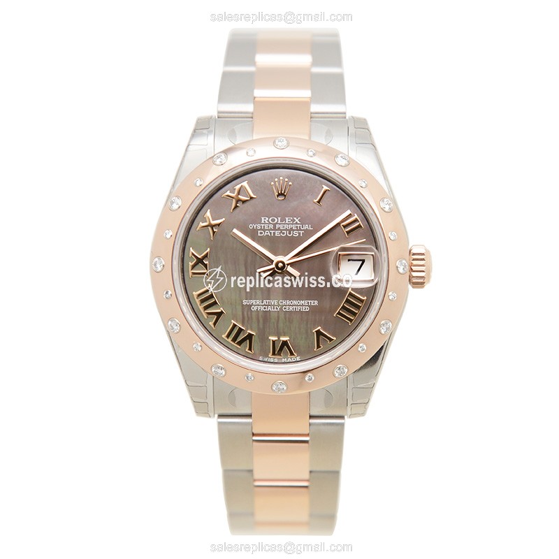 Rolex Datejust Replica - Automatic - 18kt Rose Gold & Steel - Brown Dial - View 2