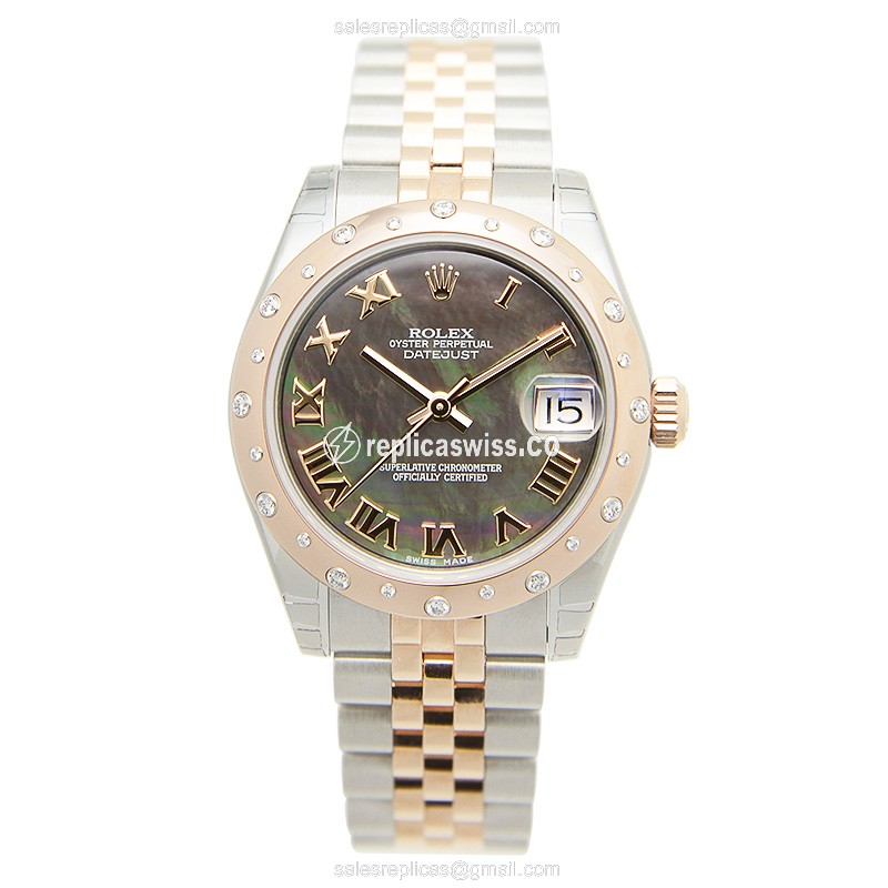 Rolex Datejust Replica - Automatic - 18kt Rose Gold & Steel - Brown Dial - View 2