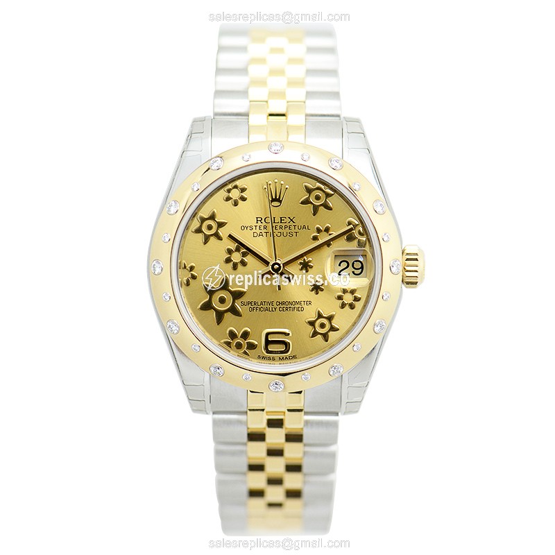 Rolex Datejust Replica - Automatic - 18kt Gold Case, Silver Dial - Steel Strap - View 2