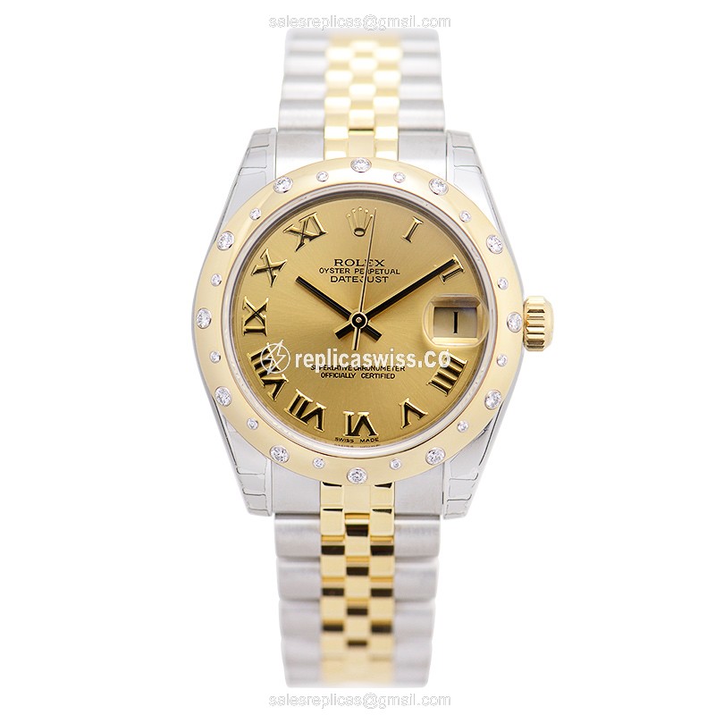 Rolex Datejust Lady Replica - Automatic - Gold Case - Gold Strap - 18kt - View 2