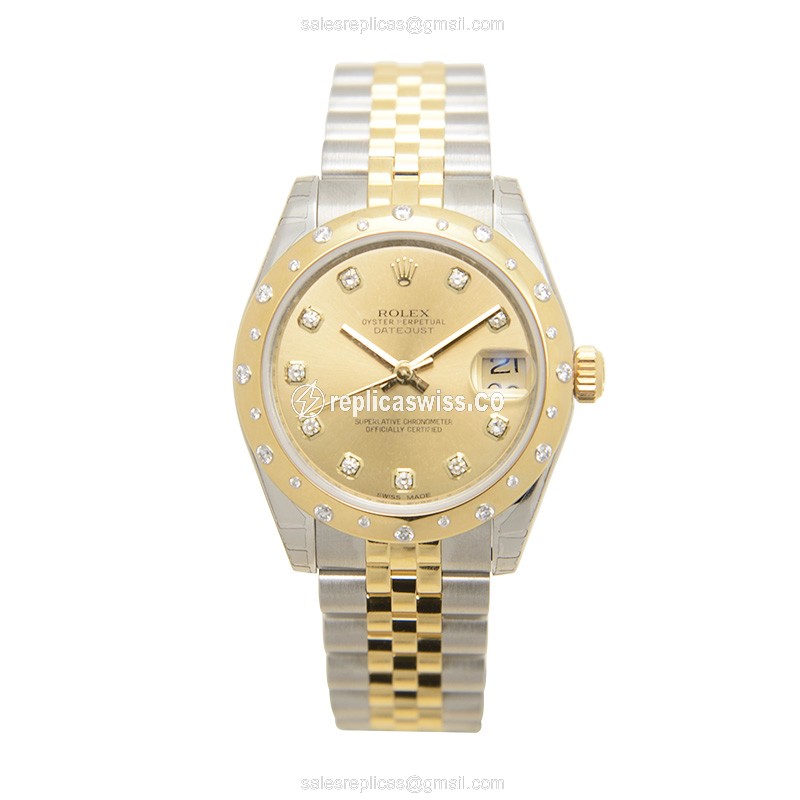 Rolex Datejust Replica | Automatic | Gold on Steel | 28mm Case - View 2
