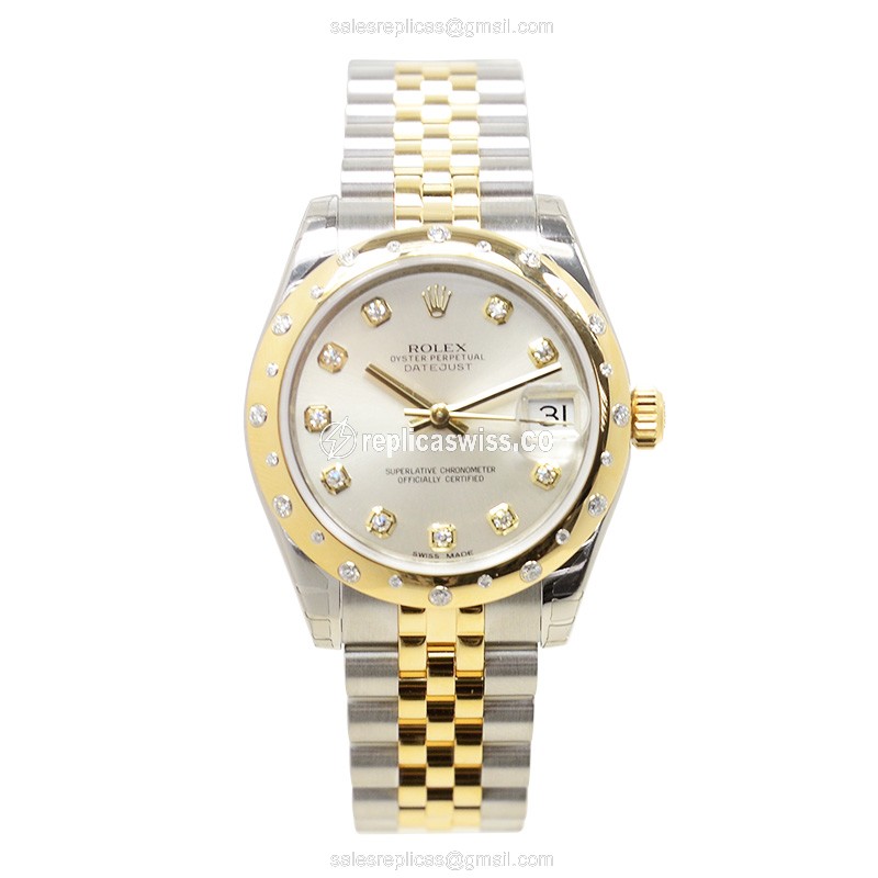 Rolex Datejust Lady Replica - 18kt Gold | Steel Case - Silver Dial | Automatic - View 2