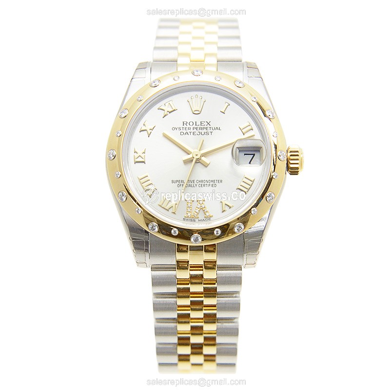 Rolex 178343SVVIDIA - Replica Oyster - Auto - 18kt Gold/Steel - Silver Dial - Gold Clasp - View 2