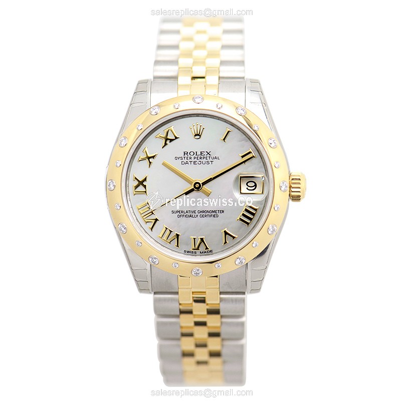 Rolex Datejust Replica - Automatic - 18kt Gold & Steel - Silver Dial - View 2
