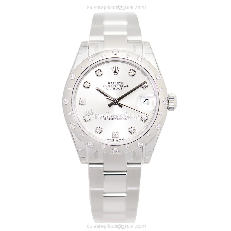Rolex Datejust Replica - Automatic - White Gold - Steel Case, Silver Dial - View 2