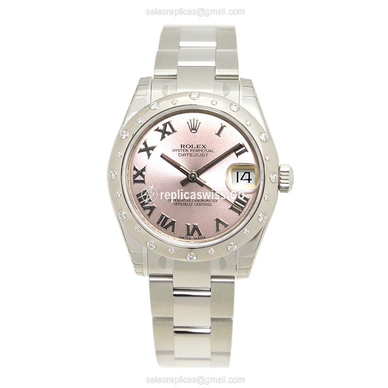 Rolex Datejust Replica - Automatic - Steel Case - Pink Dial, Silver Clasp - View 2