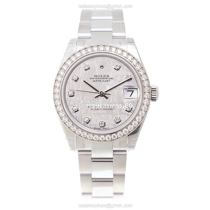 Rolex Datejust Replica - Automatic - White Gold - Gray Dial, Steel Strap - View 2