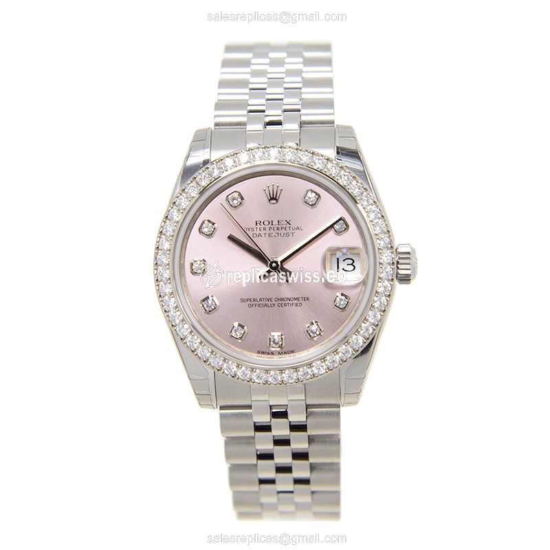 Rolex Datejust Lady Replica - Automatic | Pink Dial | Steel Clasp & Strap - View 2