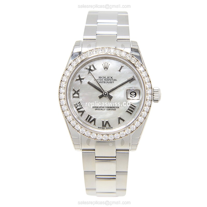 Rolex Lady Datejust Replica - Automatic | White Dial | Clasp | Silver Steel Strap - View 2