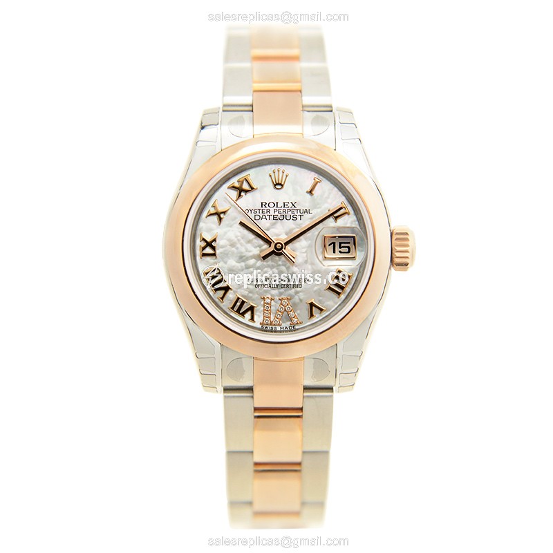 Rolex Datejust Replica - Automatic - 18kt Rose Gold & Steel Case - Silver Dial - View 2