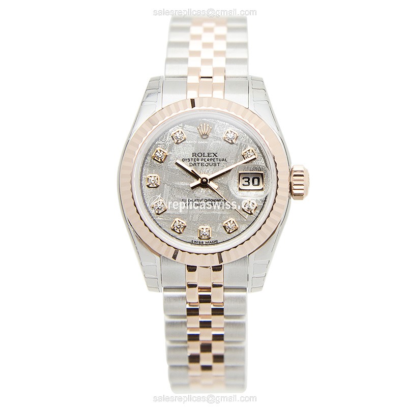 Rolex Datejust Replica - Automatic - 18kt Rose Gold & Steel Case - Gray Dial - View 2