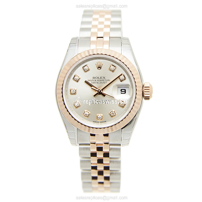 Rolex Datejust Replica - Automatic - Rose Gold & Steel Case - Silver Dial - View 2