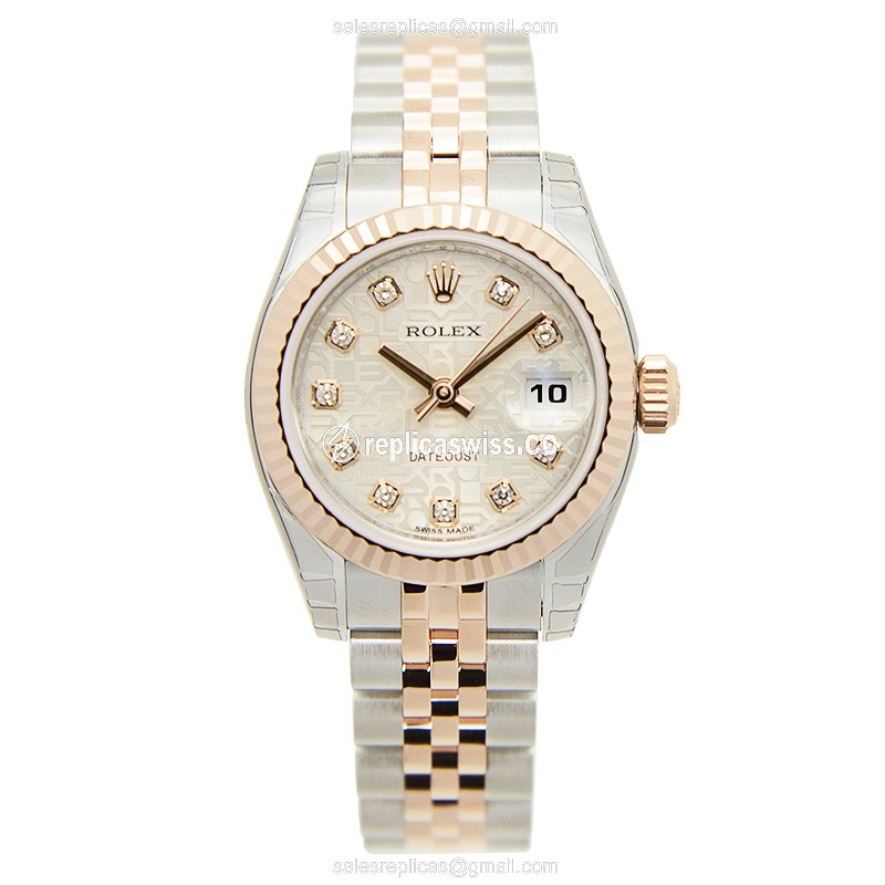 Rolex Datejust Replica - Automatic - 18kt Rose Gold & Steel Case - Silver Dial - View 2