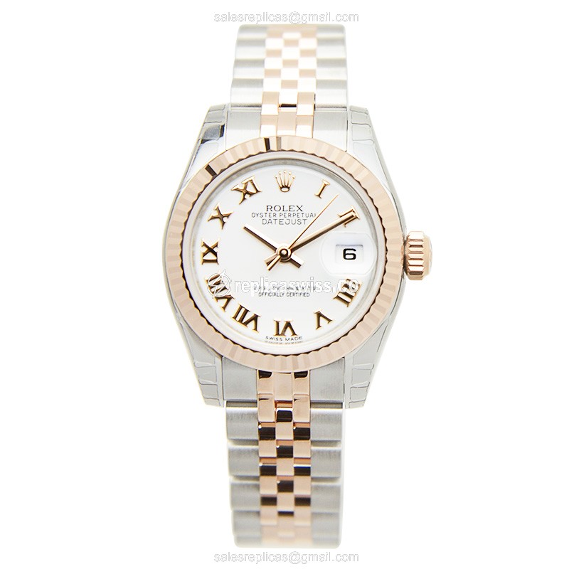 Rolex Lady Datejust Replica - Automatic - White Dial - Gold & Steel Strap - 18kt - View 2