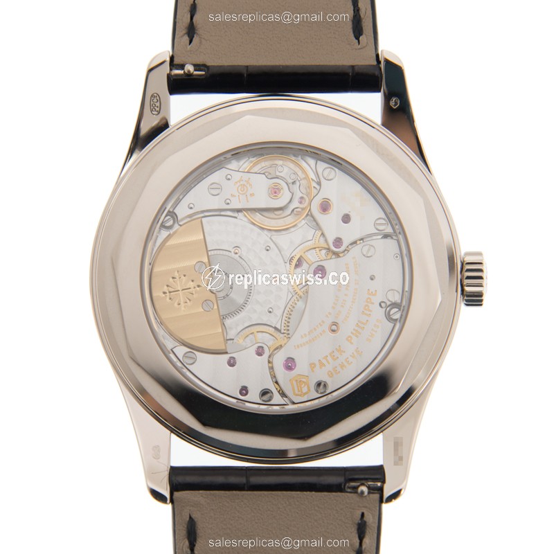 Patek Philippe Replica - 6006G-001 - Automatic - 18kt White Gold - Black Dial - Alligator Strap - View 4