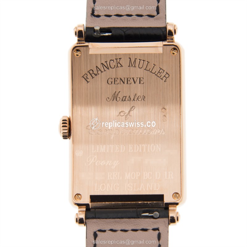 Franck Muller 952QZ REL MOP BC D 1R LS - Quartz 18kt Rose Gold Diamonds, White Dial, Buckle Clasp, Black Alligator Strap - View 3