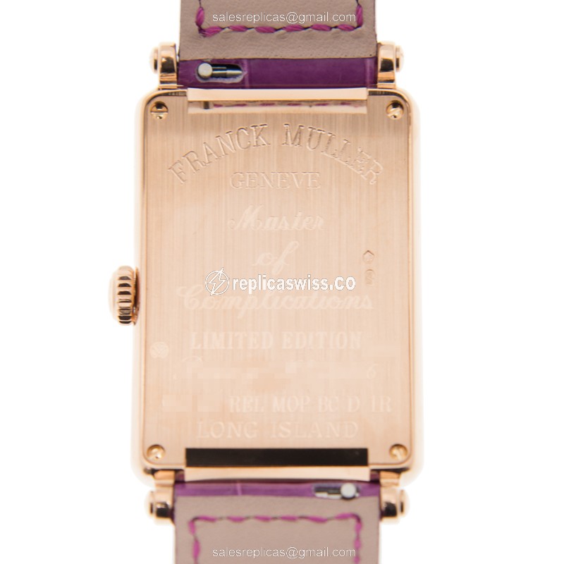 Franck Muller 952QZ REL MOP BC D 1R LS 18kt Rose Gold Quartz - White Dial - Alligator Purple Buckle - View 3