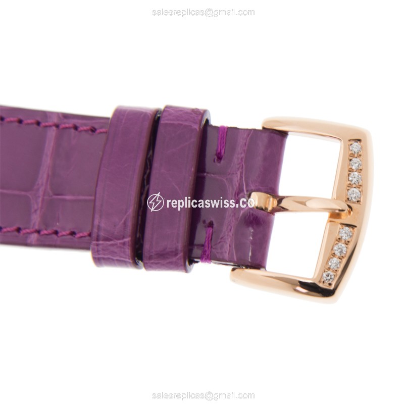 Franck Muller 952QZ REL MOP BC D 1R LS 18kt Rose Gold Quartz - White Dial - Alligator Purple Buckle - View 4