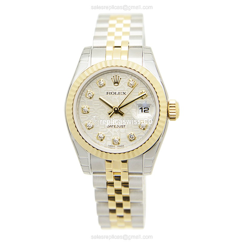 Rolex Datejust Replica - Automatic - 18kt Gold & Steel - Silver Dial - View 2