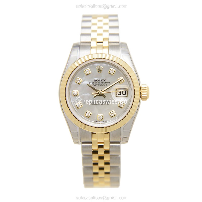 Rolex Datejust Replica - Automatic - 18kt Gold & Steel Case - White Dial - View 2