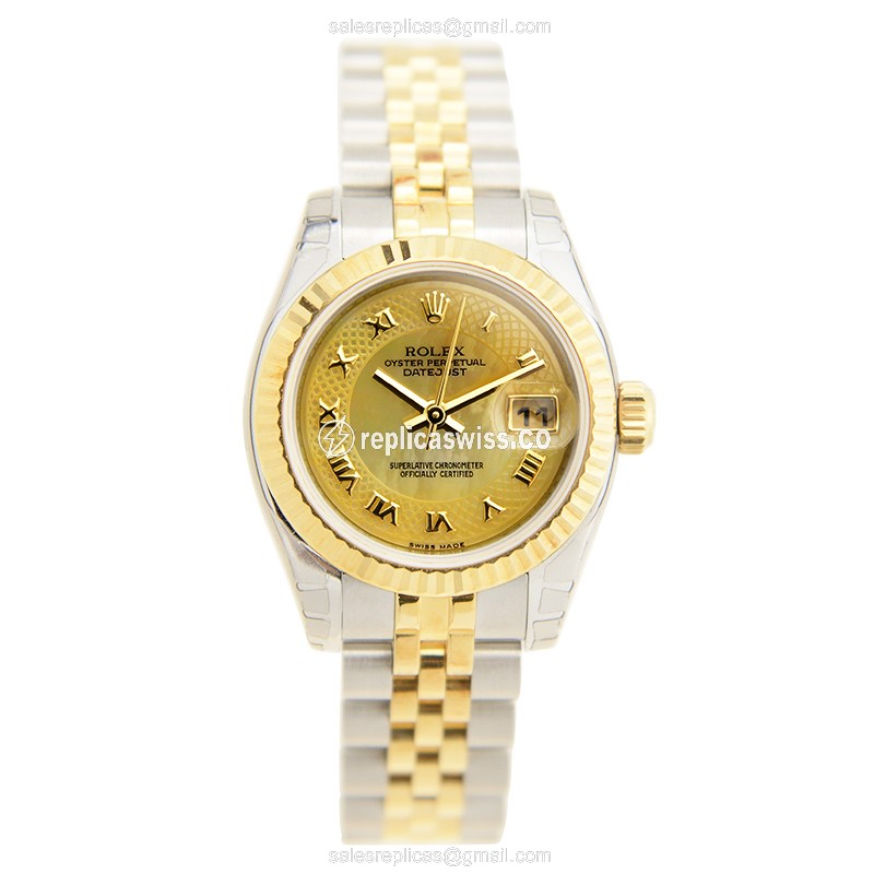 Rolex Datejust Lady Replica - Gold & Steel - Automatic - 18kt Finish - View 2
