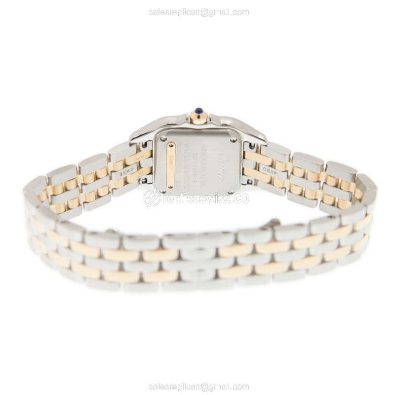 Cartier W2PN0006 PANTHeRE - Quartz - 18kt Gold & Steel - White Dial - Gold Clasp - View 4