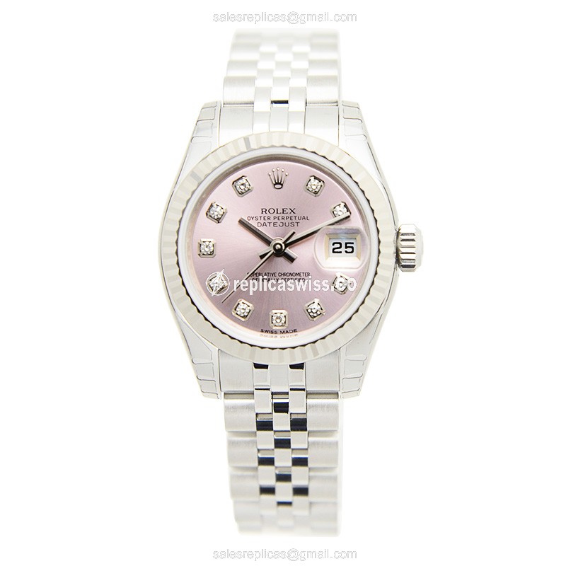 Rolex Datejust Replica - Automatic - 18kt White Gold & Steel - Pink Dial - View 2