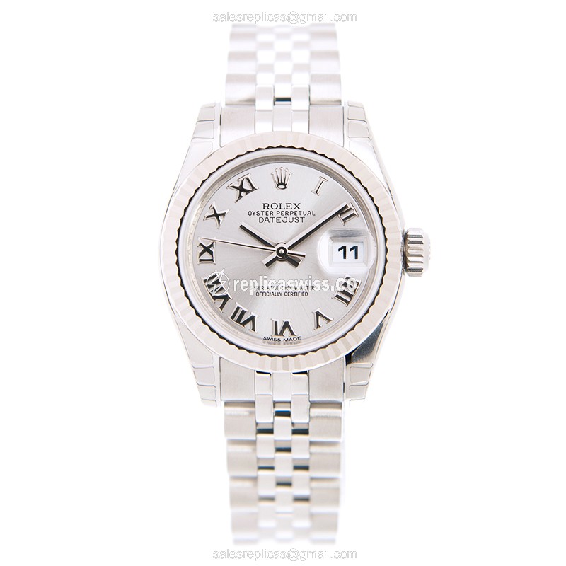 Rolex Datejust Replica - Automatic - 18kt White Gold - Silver Dial, Steel Strap - View 2