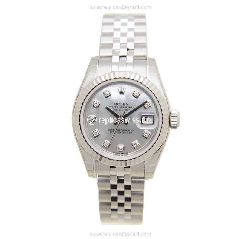 Rolex Datejust Replica - Automatic - White Gold & Steel - Silver Dial, Steel Strap - View 2
