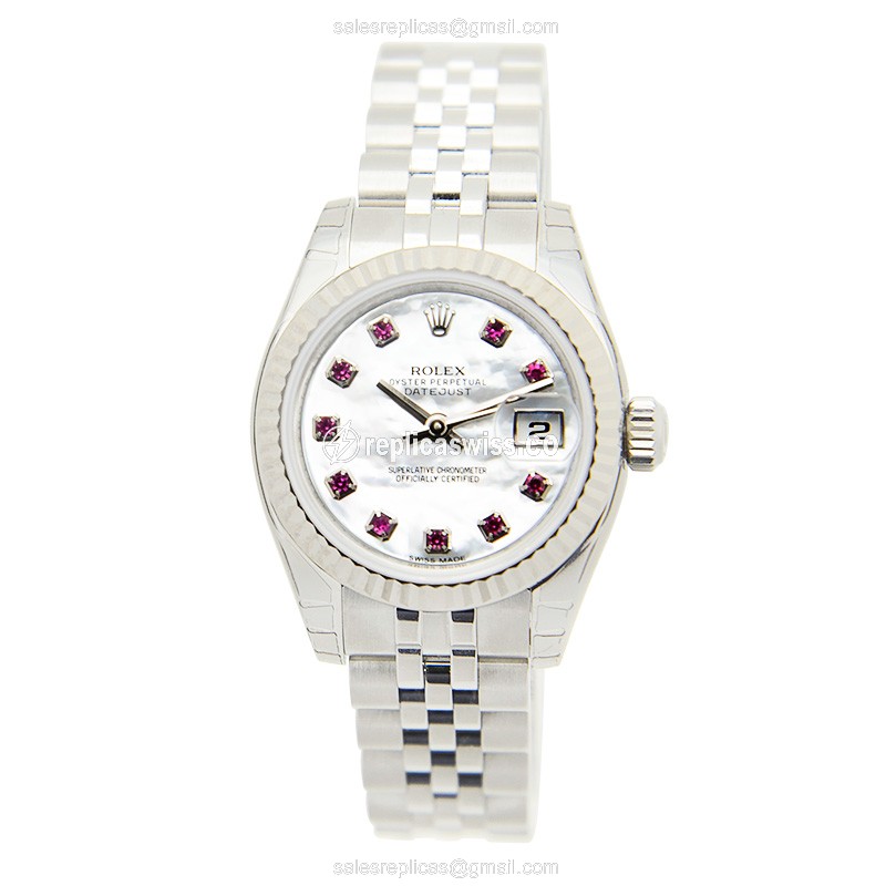 Rolex Lady Datejust Replica - Automatic - White Gold & Steel - Silver Dial - Steel Strap - View 2