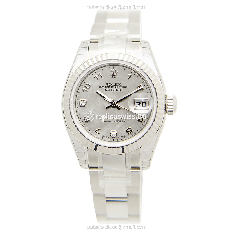 Rolex Lady Datejust Replica - Automatic, White Dial, Silver Clasp & Strap - View 2