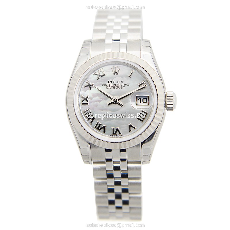 Rolex Datejust Replica - Automatic - White Gold Case - Silver Dial on Steel Strap - View 2