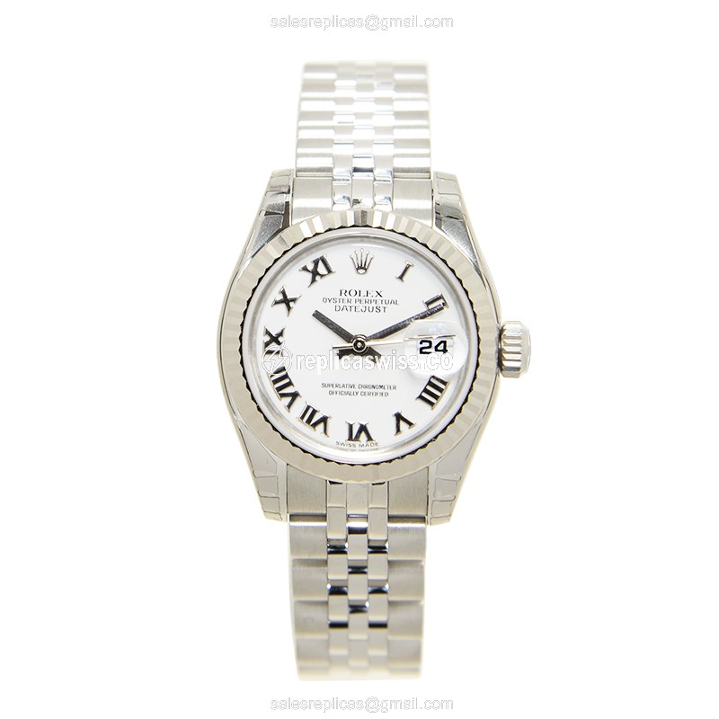 Rolex Datejust Lady Replica - Automatic, White Gold & Steel Case - Silver Dial - View 2