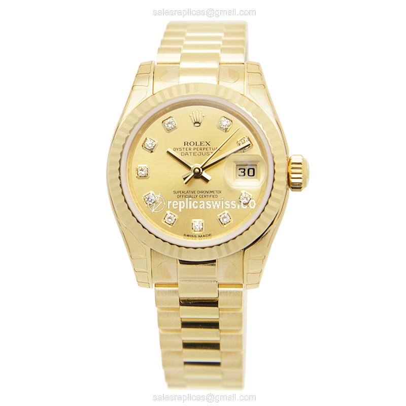 Rolex Lady Datejust Replica - Automatic - Gold - 26mm - View 2