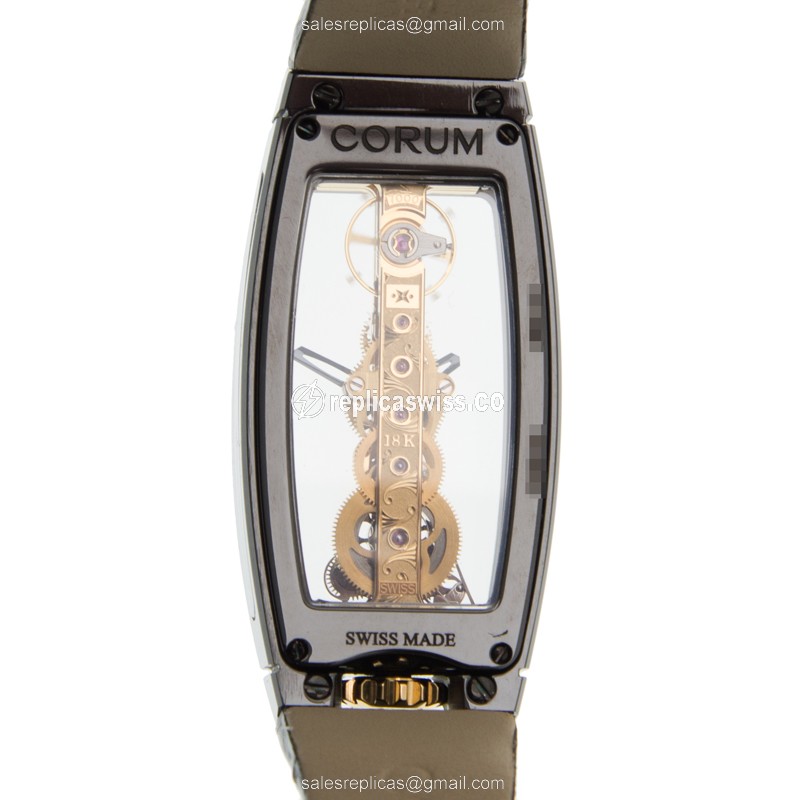 Corum BRIDGE Replica - Automatic - Ceramic Case - Skull Dial - Black Alligator Strap - View 3