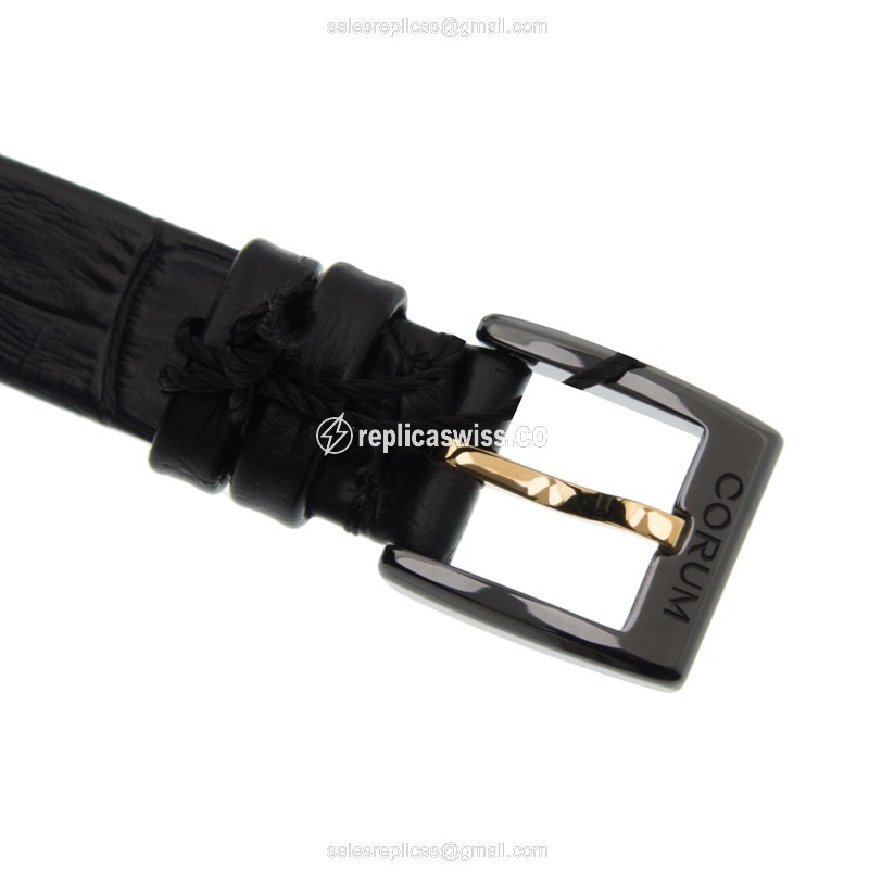 Corum BRIDGE Replica - Automatic - Ceramic Case - Skull Dial - Black Alligator Strap - View 4