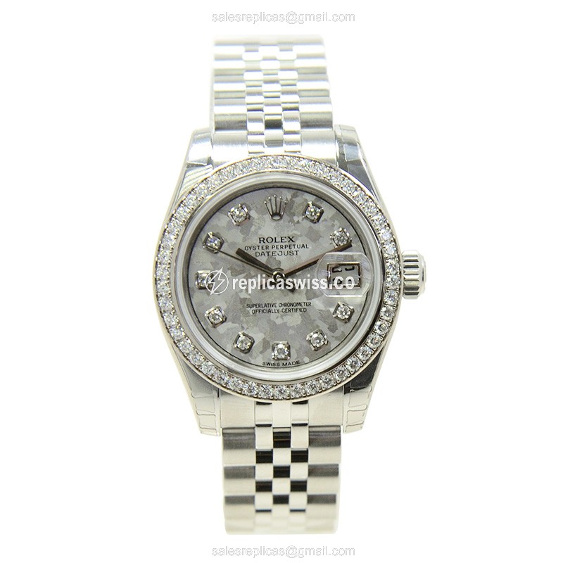 Rolex Lady Datejust Replica - Automatic - Gray Dial - Silver Steel Strap - View 2