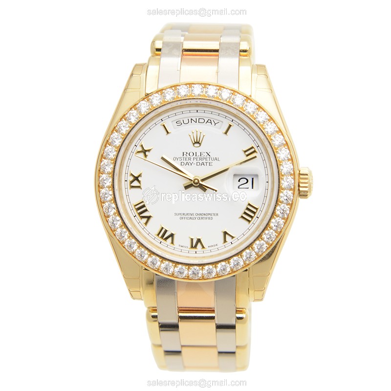 Rolex Day-Date Replica - Automatic, White Dial, Gold Clasp & Strap - View 2