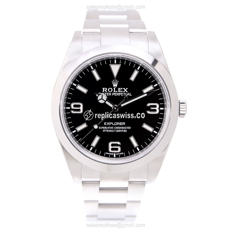 Rolex Explorer Replica - Automatic - Steel Case - Black - Silver Band - View 2